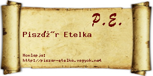 Piszár Etelka névjegykártya