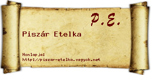 Piszár Etelka névjegykártya